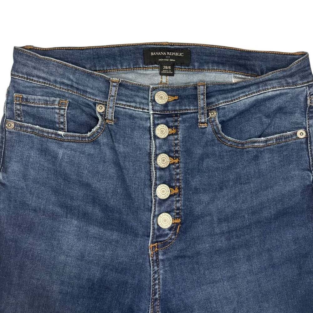 Banana Republic High-Rise Skinny Button Fly Jeans Size 28/6 - Picture 2 of 7